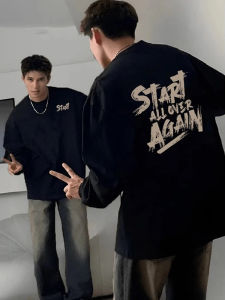 Áo Thun Nam Tay Dài Màu Đen Phong Cách Mỹ Cổ Điển in Họa Tiết Cotton Nguyên Chất Thường Ngày Thời Trang Hợp Thời Trang