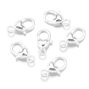 ตะขอก้ามปูรูปหัวใจทำจากสังกะสีอัลลอยขนาด26x14มม. 10ชิ้น/ล็อตตะขอก้ามปูสำหรับทำเครื่องประดับสร้อยคอสร้อยข้อมือ