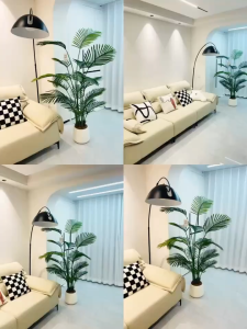 【Send flower pots】Artificial Plants big size 45/50/65/85/95cm Artificial Palm Leaves artificial fiddle plant Monstera plant Fiddle Leaf Fig Tree Ficus Lyrata Plant For Indoor House Home Wedding Office Decoration