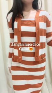 Ami Collection - Setelan Long Dress + Cardigan / Setelan Rajut / One Set / Setelan Wanita Kekinian