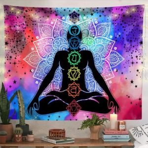 Tấm Thảm Thiền Định VIKAMA Chakra Phong Cách Tâm Linh Huyền Bí Trang Trí Treo Tường Cho Phòng Ngủ Ký Túc Xá Phòng Tập Yoga.