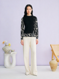 YINER | Elegant French Style Art Print Patchwork Fake Two-piece Knitwear