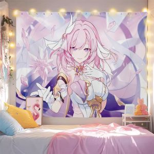 VIKAMA Anime Nhật Bản Cô Gái Treo Tường Thảm Thẩm Mỹ Manga Cô Gái Phòng Ngủ Phòng Khách Trang Trí Nhà Sợi Polyester Treo Tường