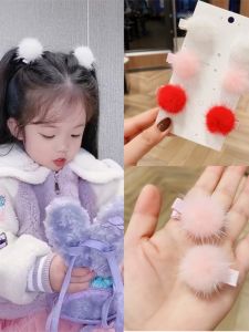 Kids New Arrival Fall and Winter Hair Accessories Mink Hair Barrettes Girl Internet Celebrity Fur Hairpin Baby Sweet Cute Duckbill Clip