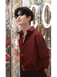 Red Wine Ice Silk Long Sleeve Mens Shirt Summer High-End American Trendy Brand Sun Protection Early Autumn Shirt Jacket