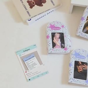 อัลบั้มรูปภาพ PVC ลายผีเสื้อ ดาว หัวใจ ขนาดเล็ก 3 นิ้ว 40 ช่อง สไตล์เกาหลี สําหรับเก็บสะสมหนังสือ