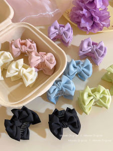 Sweet Satin Butterfly Knot Hair Accessories Small Princess Shark Clip Female Style Front Side Hair Clips Fashionable Hairpins