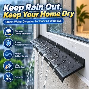 Window Water Blocking Bar Sliding Window Rain Water Stopper Weatherstrip Sealing Strip Flashing Board Water Leak Protection Self Adhesive Rainproof Barrier for Home Windows Doors