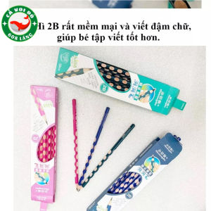 Hộp 12 bút chì gỗ định vị tay cầm 2B LD 01_Tặng 1 gọt chì