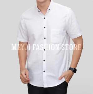 kemeja polos pria warna hitam lengan pendek jumbo bigsize M-XXXL formal non formal casual slimfit termurah!!!