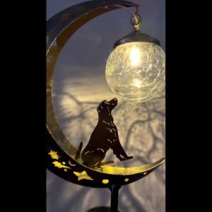 Solar Powered Lawn Lights Dog Figurine Glass Ball Ground Plug Garden Decorative Lights Ideal Festival Gift