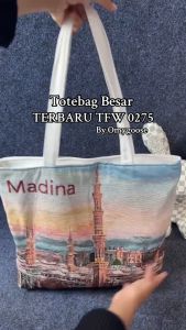 Grosiran Omygoose Tas Tote Bag Wanita / Tote Motif Mekkah / Tas Tote Kanvas / Tas Bahu Wanita / TFW 0275