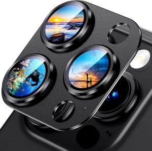 Black Integrated Armor Camera Lens Protector For iPhone 17-11 Pro Max Aluminum Alloy Tempered Glass 9H Hardness Case Friendly