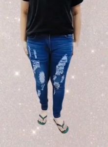 High Waist Big Size Stretchable Tattered Jeans For Women(bueatiful jeans)