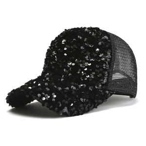 Fashion Glitter Mesh Breathable Ponytail Baseball Cap Women Girls Summer Outdoor Sports Sun Hats Shiny Sequins Hip Hop Caps