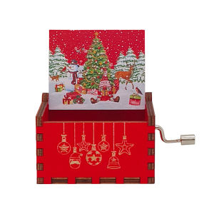 Cartoon-themed wooden music box toys Christmas hand-cranked music box gift party decorations childrens gifts birthday gifts