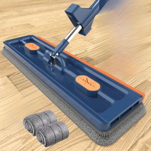 Home Use Practical New Model Lazy Persons Flat Mop Hand Free Wash Floor Cleaning Tool Stainless Steel Pole Household Essentials