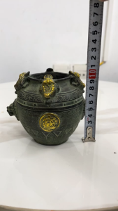 Hũ Cóc Bằng Đồng Màu Xanh Giả Cổ Tài Lộc Cao 10cm Nặng 05kg - Bình Hút Lộc Bằng Đồng