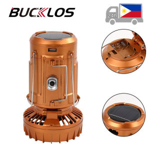 BUCKLOS Solar Flashlight Fan 2in1 Waterproof Super Bright Flashlight Long Endurance Led Torch Light for Camping Fishing Outdoor