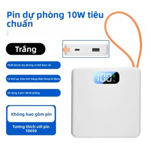 Hộp Pin 3 Khe 18650 Bộ Sạc Dự Phòng DIY Hộp Sạc Nhanh Kèm Cáp 10W/22.5W Không Cần Hàn
