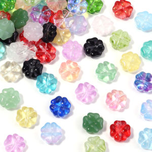 50pcs/lot 10mm Colored Four-leaf Clover Shape Beads For Jewelry Making Loose Spacer Glass Beads DIY Bracelet Necklace Wholesale