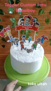 (Custom Foto) Topper / Hiasan Kue Ulang Tahun Karakter Boboiboy
