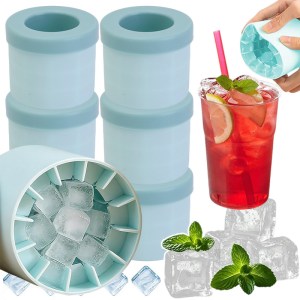 5Pcs Quick Fill Silicone Ice Cube Tray / Dustproof Sealing Lid Ice Making Bucket / Reusable Easy Demold Ice Mold / Household Refrigerator Homemade Ice Bar Accessory