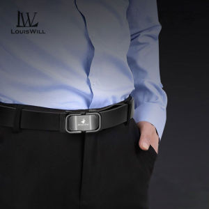 LouisWill เข็มขัดผู้ชายมีสไตล์เข็มขัดหัวเข็มขัดอัตโนมัติเข็มขัดทำงานเข็มขัดเข็มขัดวันพักผ่อน120ซม. เข็มขัดกางเกงกีฬาขายาวสายคาดเอวหนังวัวสองชั้นเข็มขัดสำหรับวัยรุ่นเข็มขัดทนทานเรียบง่ายมีสไตล์