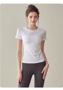 Womens Yoga Fitness Sports Top Short Sleeve Quick Dry Running Exercise T-Shirt Breathable Slimming Effect Gymnastics Outfit