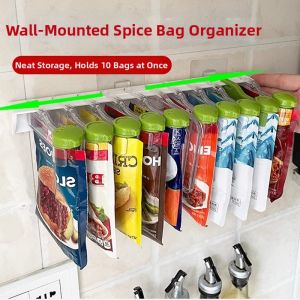 Non-drilling Wall-mounted Rotating Storage Rack for Spice Bags