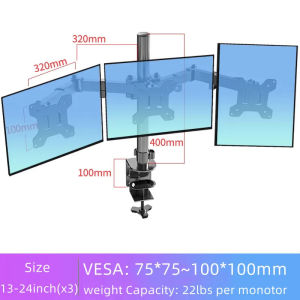 BEISHI | 3 Monitor Desk Mount for Computer Screens Fits 13-27 inch Holds up to 22lbsTriple Monitor Arm Heavy Duty Monitor Stand Swivel
