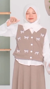 Sakhira Set Kids 3in1 Bahan Knit Florencia Setelan Rok Anak Perempuan Tanggung Usia 8-12 Tahun One Set Rok Remaja