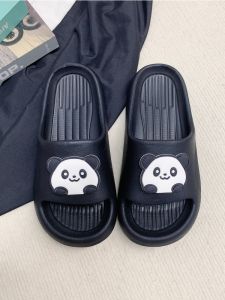 Large Size Black EVA Childrens Slippers Anti-Stain Cute Panda Design Comfortable Breathable Parent-Child Slippers for Kids
