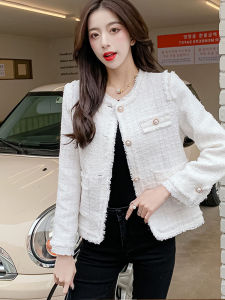 Elegant French Style Womens Short Coat Jacket for Autumn/Winter with Button Details Casual High-End Fashion Outerwear