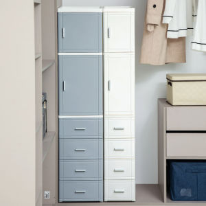 Plastic Kitchen Storage Cabinet Door Opening Drawer Style Gap Cabinet Bathroom Organizer Utility Closet Japanese Style Home