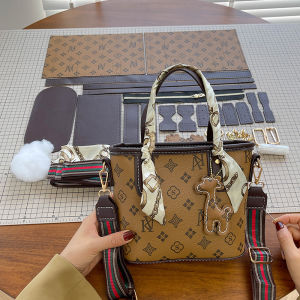 Handmade DIY Tote Bag Material Weaving Gift for Girlfriend Or Best Friend Casual British Style Soft Shoulder Bag Polyester Lining