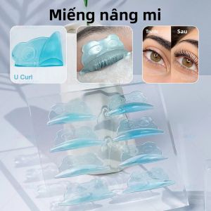 Que Uốn Mi Silicon Libeauty U Curl 4 Cặp Kèm Keo Dán Mi Miếng Dán Nâng Mi 3D Dụng Cụ Uốn Mi Trang Điểm Màu Xanh Dương