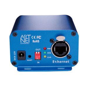 Artnet TO DMX คอนโทรลเลอร์ตัวควบคุมไฟ DMX Ethernet อินเตอร์เฟส DMX แบบมืออาชีพเอาต์พุต3ขาตัวอลูมิเนียม