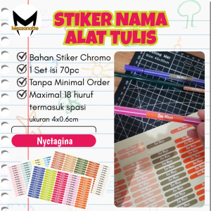 Stiker Nama Anak Stiker Pensil Pulpen Alat Tulis ATK isi 70pc