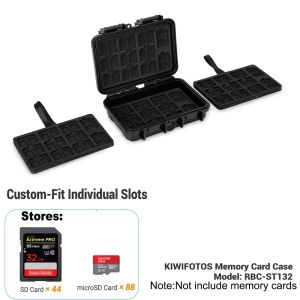KIWIFOTOS Large Capacity Memory Card Case Holder For Storage 90 MicroSD&33 SD Cards and 12 CFexpress Type-A CardsEVA Padding Design and Durable Shell