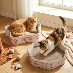 Lovinland Pet 3 in 1 Scratching Pad Lounge for Cats Large Star and Flower Shaped Cat Scratcher Bed Durable Pad Prevents Furniture Damage