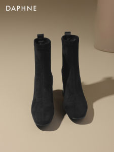 Daphne | Autumn Velvet High Heels Coarse Heel Slim Pointed Boots