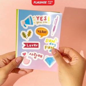 Flashee Stiker Aesthetic Motif Lucu Korea Anti Air Stiker Tumbler Vinyl Glossy