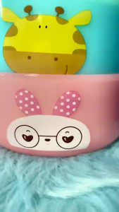 Hntob Animals 4 Sets Feeding Bowl W/Spoon Baby Food Creative BPA Free Tableware