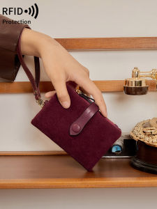 MIYIN Womens Small Bifold Leather Wallet RFID Blocking Womens Wristlet with Card Holder ID Window Coin Purse Zipper Clutch