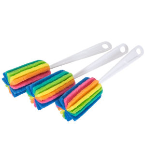 3Pcs Rainbow Sponge Brush Water Bottle Cup Mug Glass Washing Sponge Cleaning Brush Scrubber with Handle Cleaning Utensils
