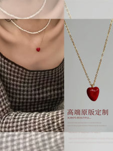 Korean Style Enamel Heart Pendant Necklace Clavicle Chain Small Red Heart Fashion Jewelry New Arrival from China