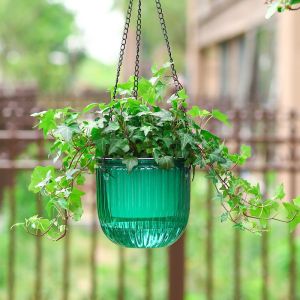 Imitation Glass Transparent Plastic Hanging Basket Hanging Orchid Flower Pot Lazy Self-absorbent Visual Water Level Simple Creative