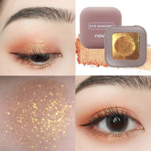 Novo Monochrome Eye Shadow Plate Flash Powder Ins Super Fire Cow Lang Ping for Champagne Pearlescent Polarized Sequin Smear-Proof Makeup