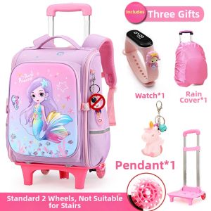 KABUYOUSI | Girls Waterproof Easy-Carry Rolling Backpack
